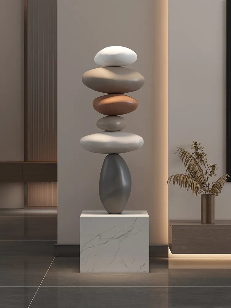 80CM Glowing Stone Creative Home Decor Large Feng Shui Stone Statue Indoor Floor Sculpture