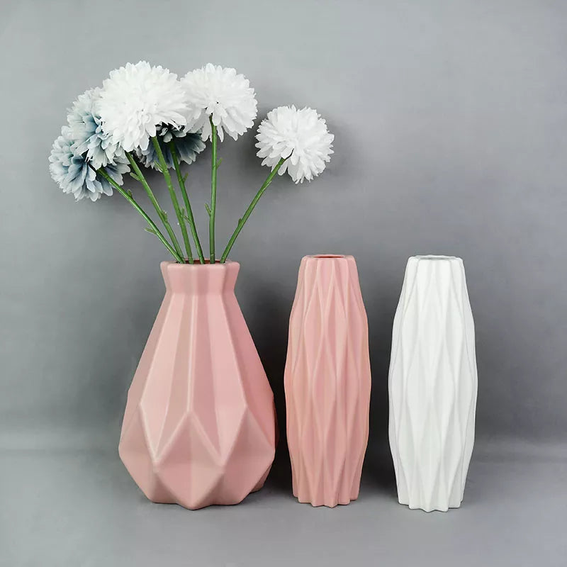 Flower Vase White Pink Blue Plastic Vase Flower Pot Basket Nordic Home L Decoration Ornament