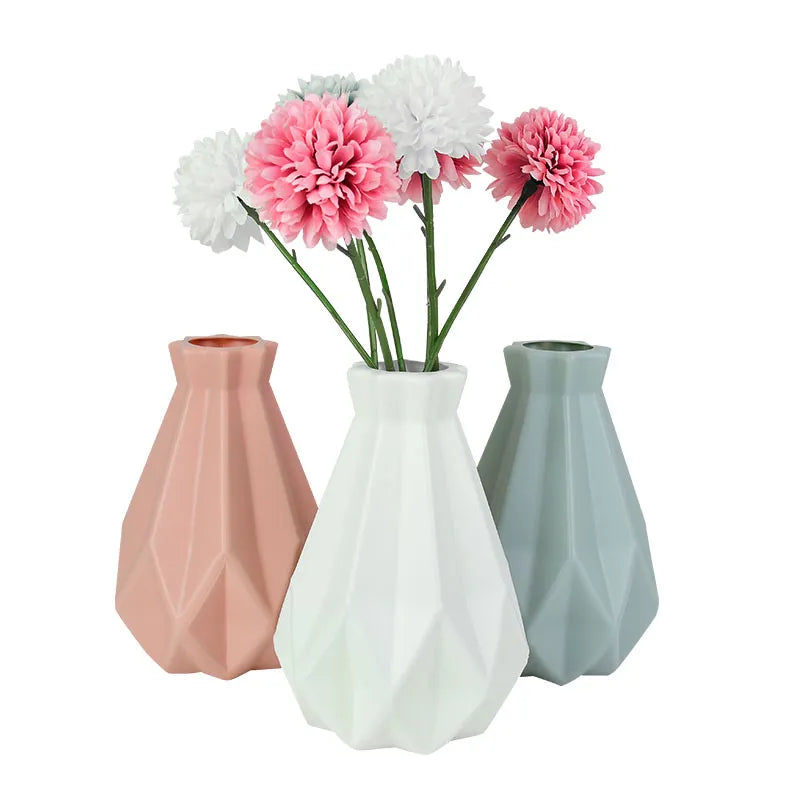 Flower Vase White Pink Blue Plastic Vase Flower Pot Basket Nordic Home L Decoration Ornament